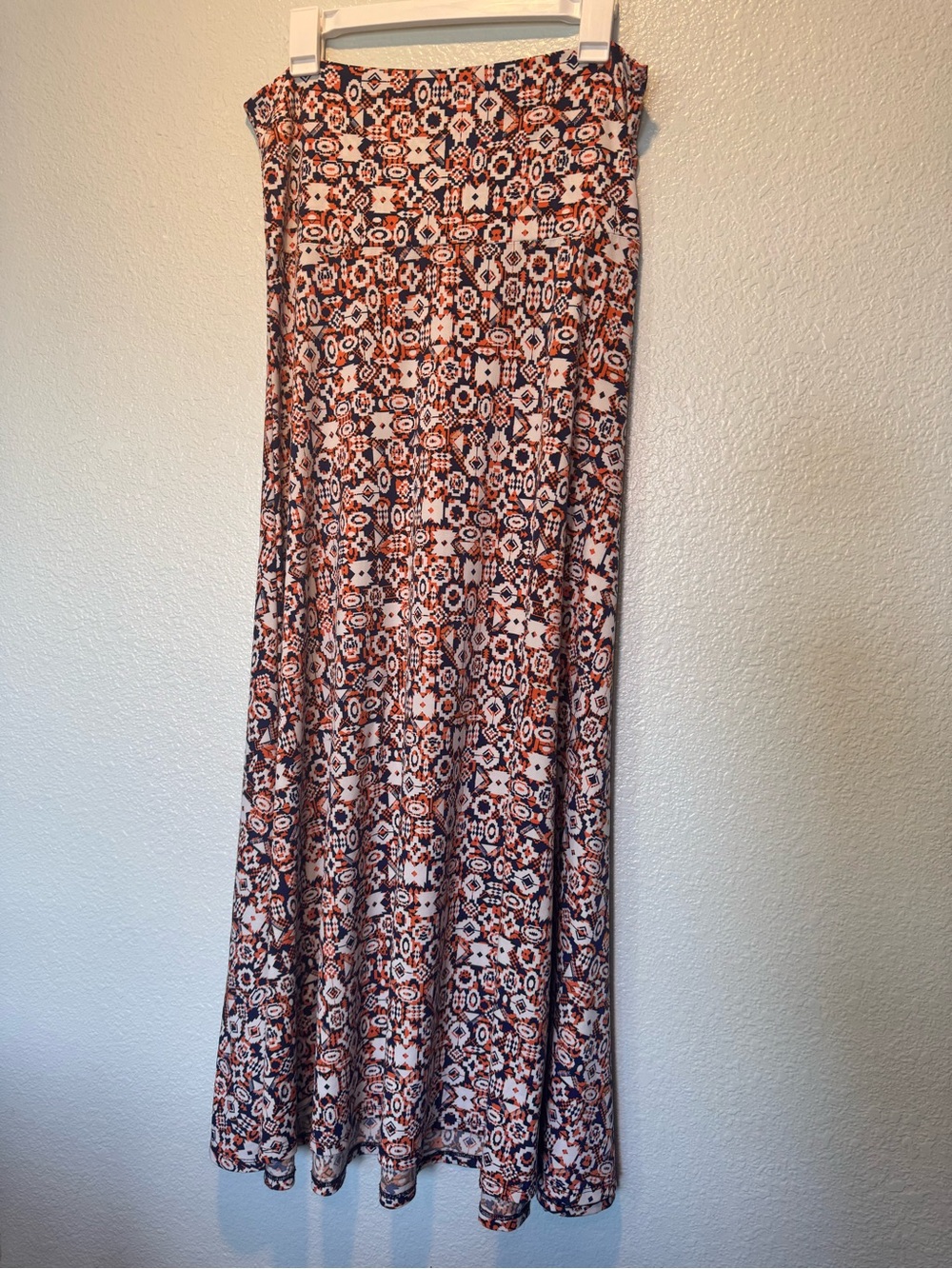LUC Lularoe women M foldover Maxi Skirt in Orange and Navy